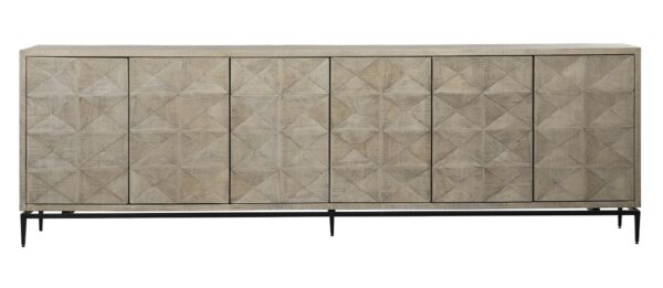 Extra long media console in light brown, front