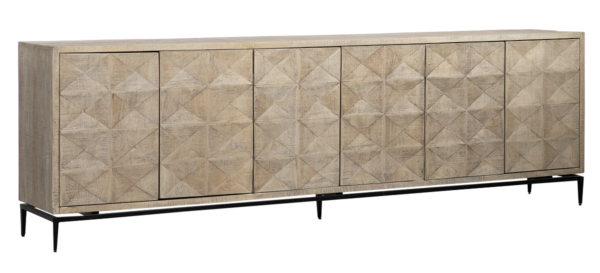 Extra long media console in light brown