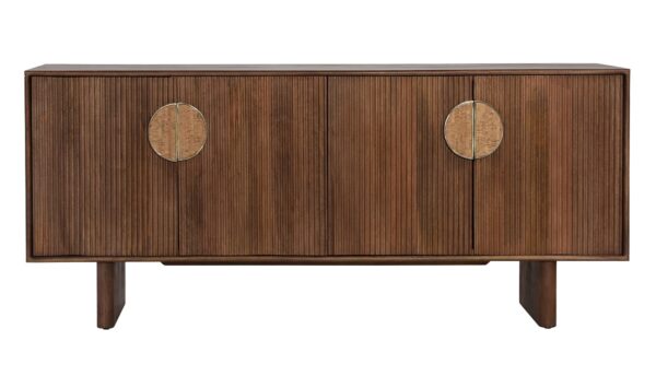 Modern dark wood sideboard with cork handles, front