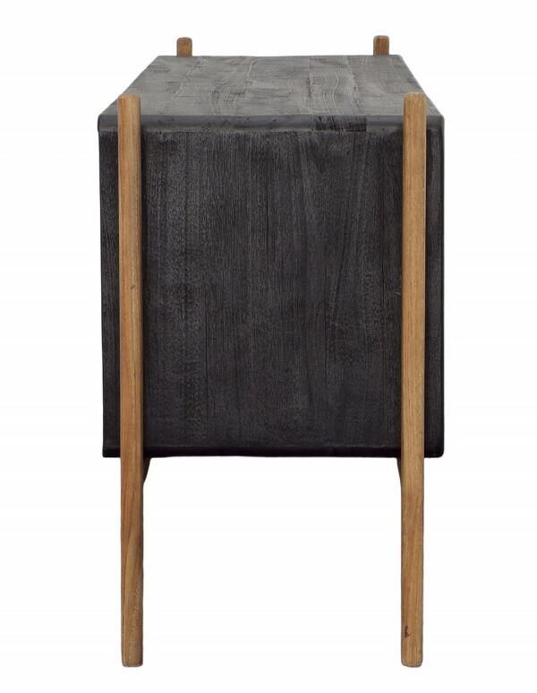 Black and brown teak sideboard media console, profile
