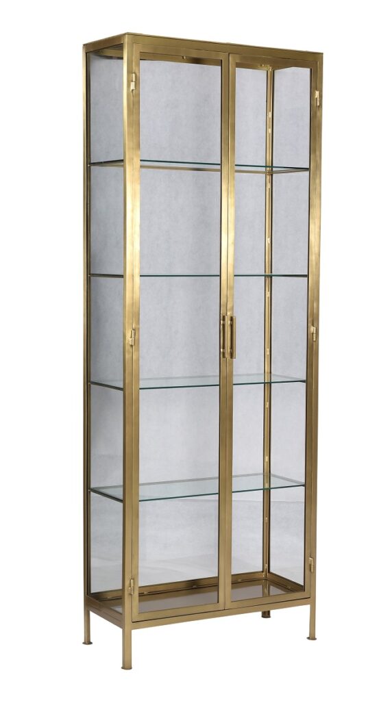 Brass Iron Cabinet with Glass Doors