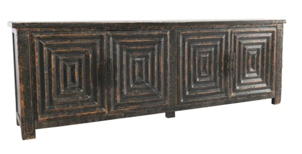 Large Sideboard is crafted from reclaimed pine and accented with sleek metal handles