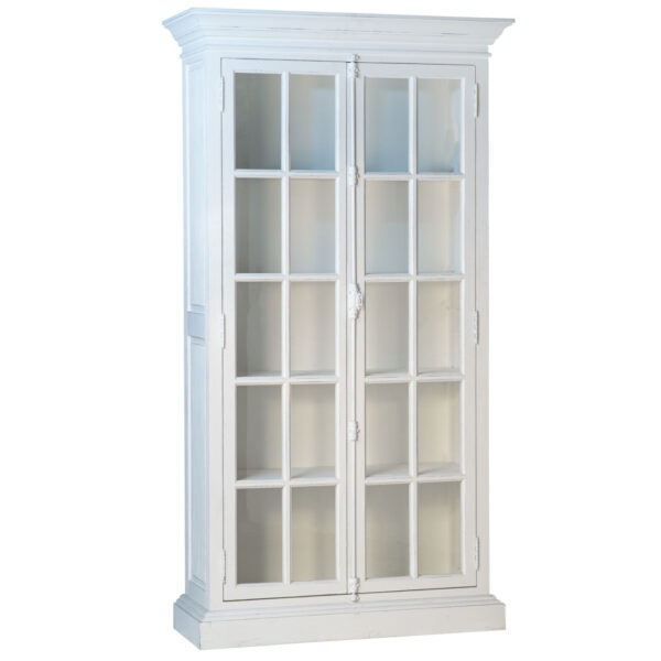 Display cabinet made with reclaimed pine wood Whitewash finish