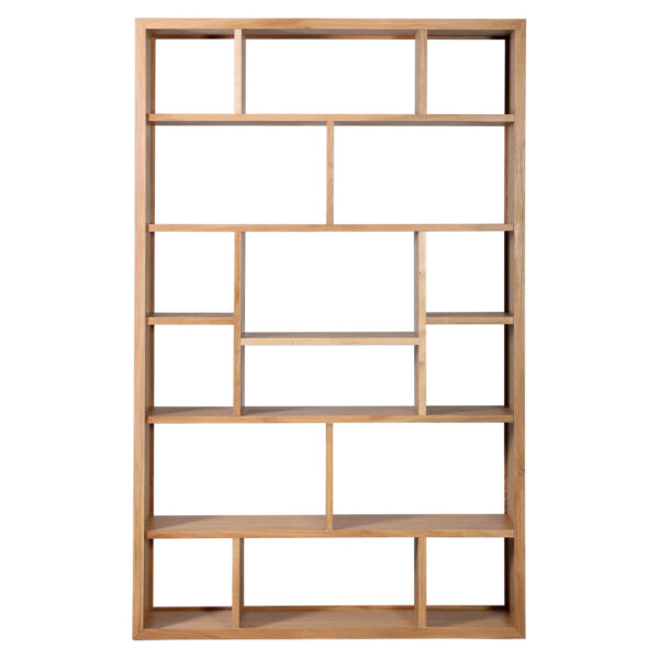 Large Simple Natural Finish Bookshelf with 5 shelves, front