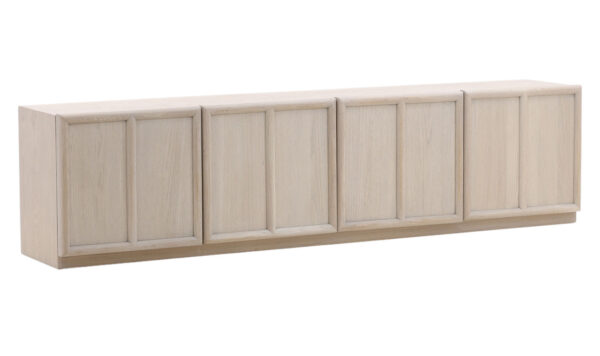 8 door oak wood simple sideboard in light finish, overview