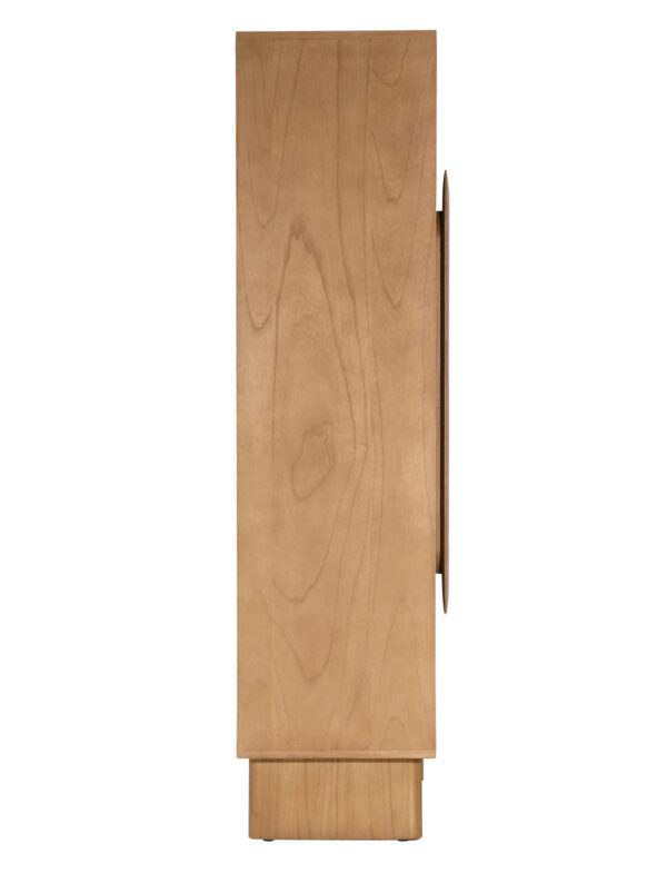 Simple 2 Door Cabinet in Light brown lacquer finish and spacious interior with 2 shelves, side