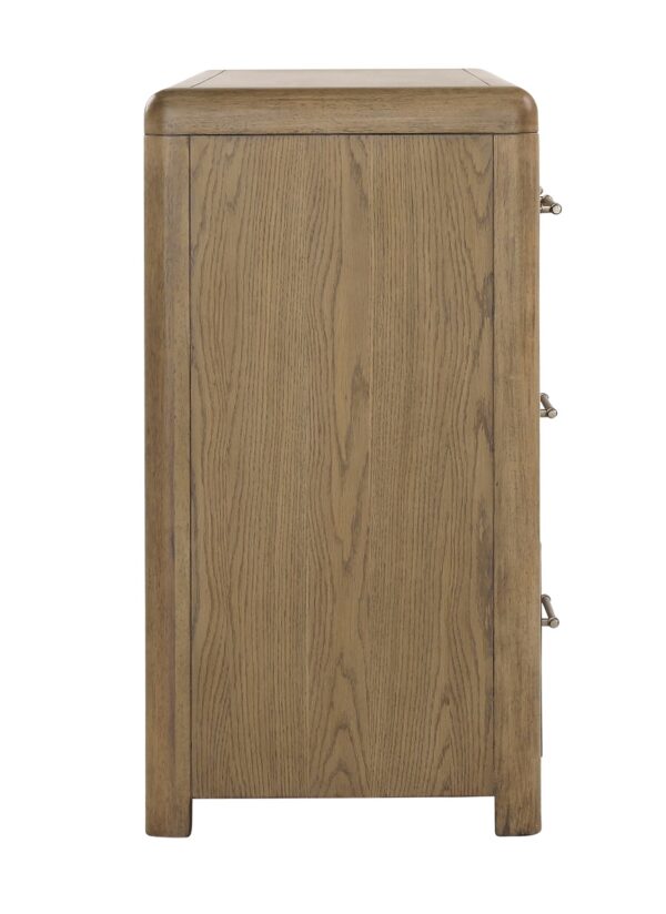 Large 7-drawer dresser in natural color wood, profile