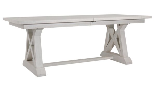 Extendable grey long dining table