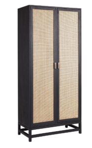 Wood Storage Cabinet with Rattan Doors – 78″ Tall