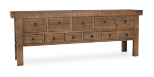 93” Lahey Console Table with 11 Drawers in Natural Finish