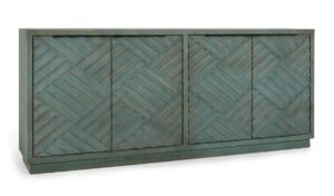 90″ Mateo Reclaimed Pine 4Dr Cabinet Teal