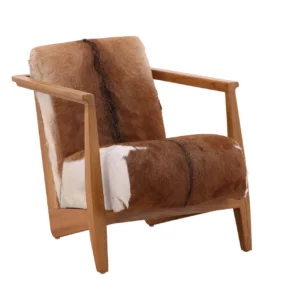 Naela Goat Hide & Wood Accent Chair in Brown (Set of 2)
