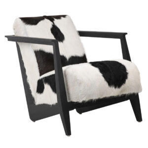 Naela Goat Hide & Wood Accent Chair in Black (Set of 2)