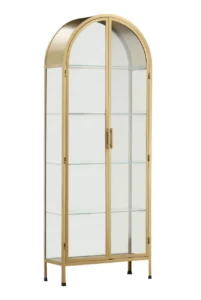 Viridian Brass Iron Cabinet with Glass Doors